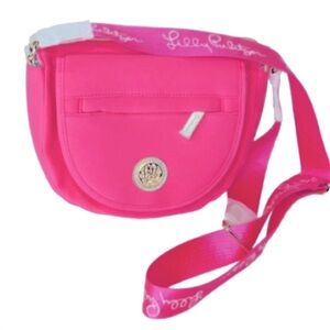 LILLY PULITZER Giovanna Neoprene Crossbody Bag Aura Pink Gold Hardware, NWOT
